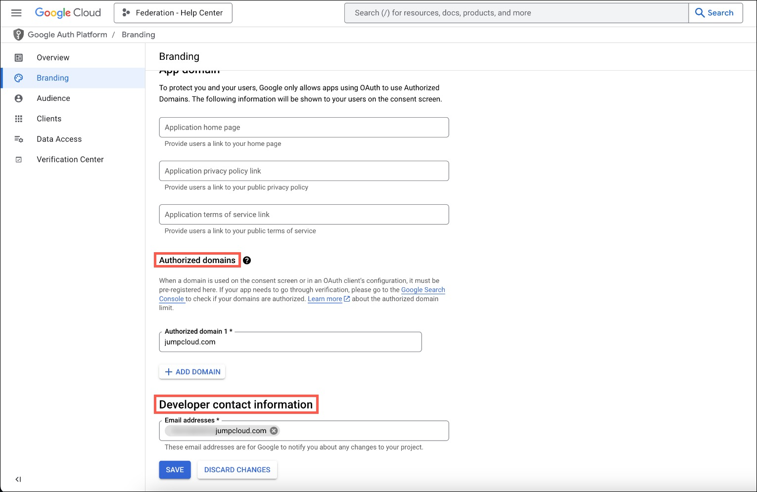 Configure Auth Platform Domain